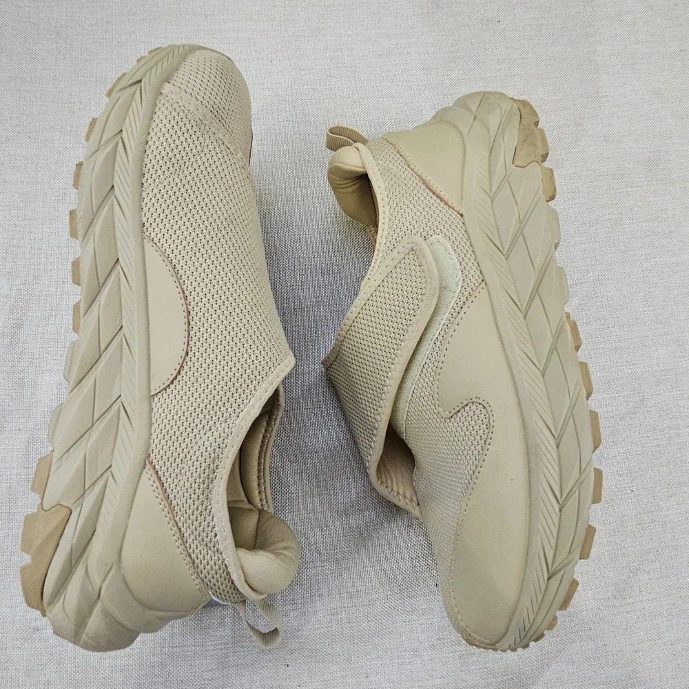 TEOHRW Men's Beige‎ Mesh Slip On Sneakers Hook and Loop Shoes Size 9.5 Wide